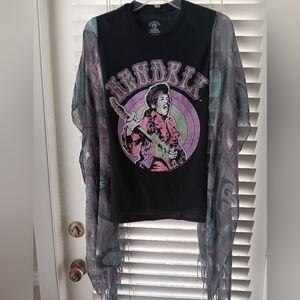 Upcycled Jimi Hendrix Graphic T-Shirt Poncho